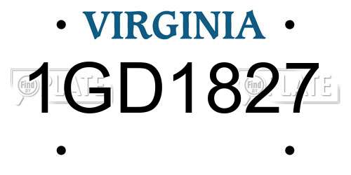 1GD1827 Virginia License Plate