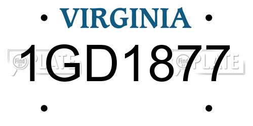 1GD1877 Virginia License Plate