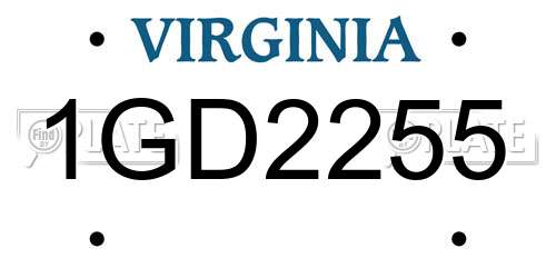 1GD2255 Virginia License Plate