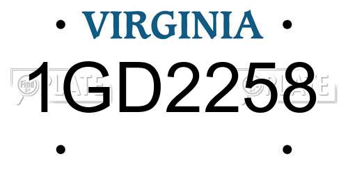 1GD2258 Virginia License Plate