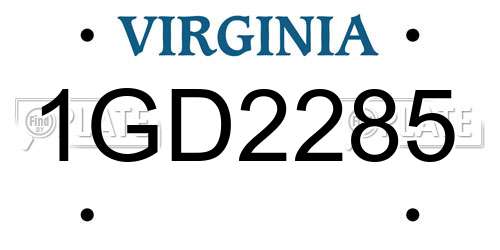 1GD2285 Virginia License Plate