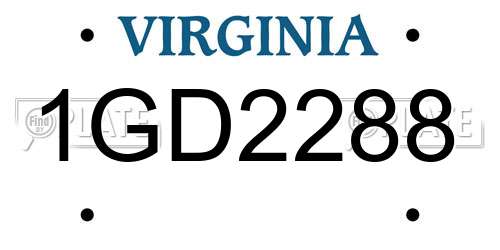 1GD2288 Virginia License Plate