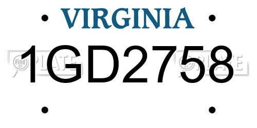 1GD2758 Virginia License Plate