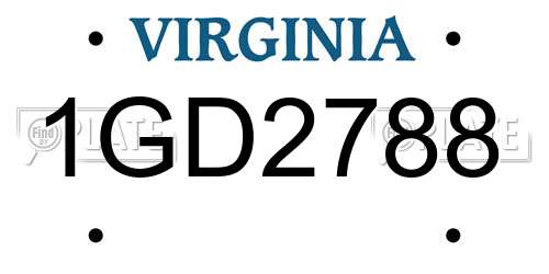 1GD2788 Virginia License Plate