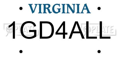 1GD4ALL Virginia License Plate
