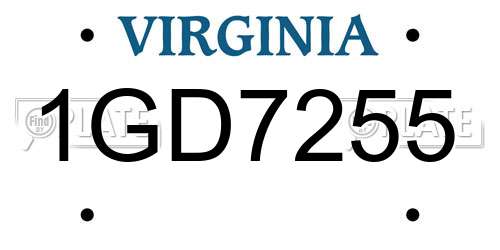 1GD7255 Virginia License Plate