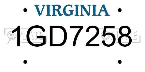 1GD7258 Virginia License Plate