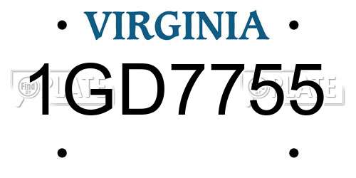 1GD7755 Virginia License Plate