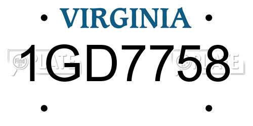 1GD7758 Virginia License Plate