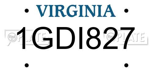 1GDI827 Virginia License Plate