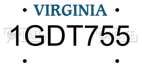 1GDT755 Virginia License Plate