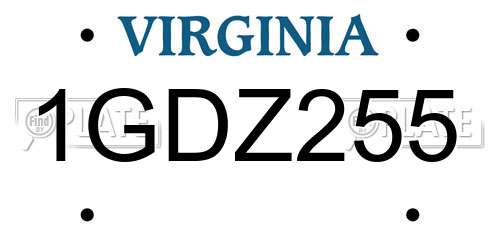 1GDZ255 Virginia License Plate