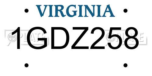 1GDZ258 Virginia License Plate