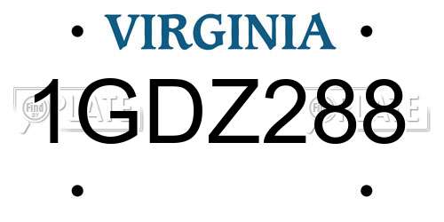 1GDZ288 Virginia License Plate