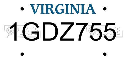 1GDZ755 Virginia License Plate