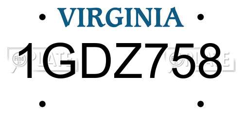 1GDZ758 Virginia License Plate