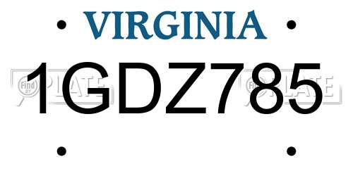 1GDZ785 Virginia License Plate
