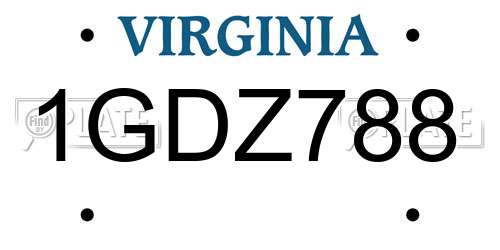 1GDZ788 Virginia License Plate