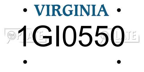 1GI0550 Virginia License Plate