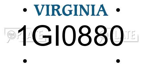 1GI0880 Virginia License Plate