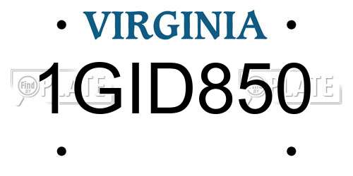 1GID850 Virginia License Plate