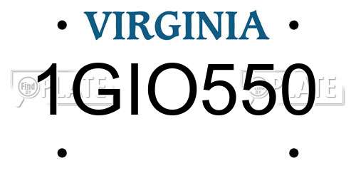 1GIO550 Virginia License Plate