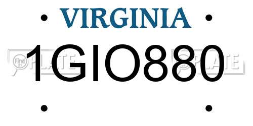 1GIO880 Virginia License Plate