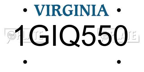 1GIQ550 Virginia License Plate