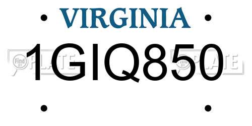 1GIQ850 Virginia License Plate