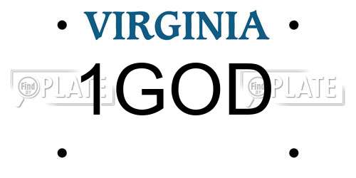 1GOD Virginia License Plate