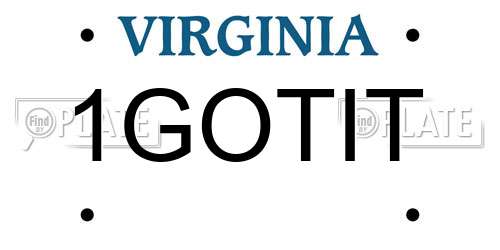 1GOTIT Virginia License Plate