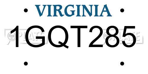 1GQT285 Virginia License Plate