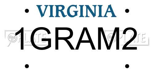 1GRAM2 Virginia License Plate