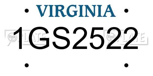 1GS2522 Virginia License Plate