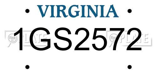 1GS2572 Virginia License Plate