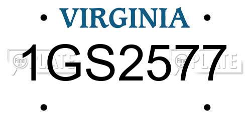 1GS2577 Virginia License Plate