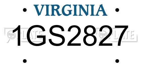 1GS2827 Virginia License Plate