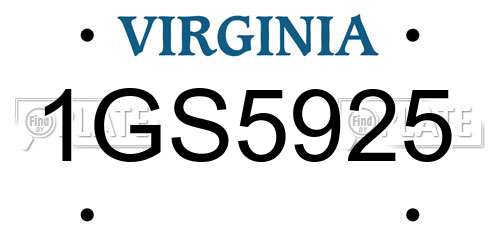 1GS5925 Virginia License Plate