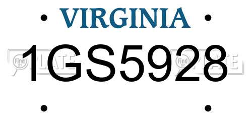 1GS5928 Virginia License Plate