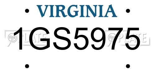 1GS5975 Virginia License Plate