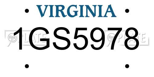 1GS5978 Virginia License Plate
