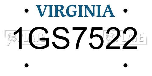 1GS7522 Virginia License Plate
