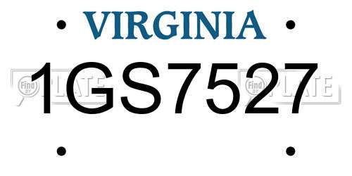 1GS7527 Virginia License Plate