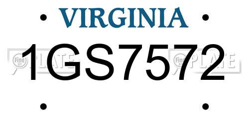 1GS7572 Virginia License Plate