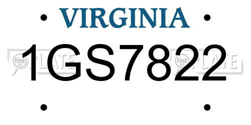 1GS7822 Virginia License Plate