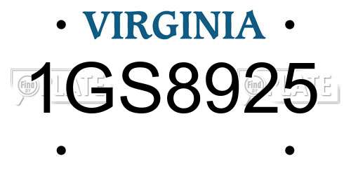1GS8925 Virginia License Plate