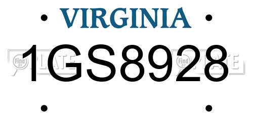 1GS8928 Virginia License Plate
