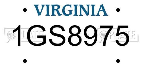 1GS8975 Virginia License Plate