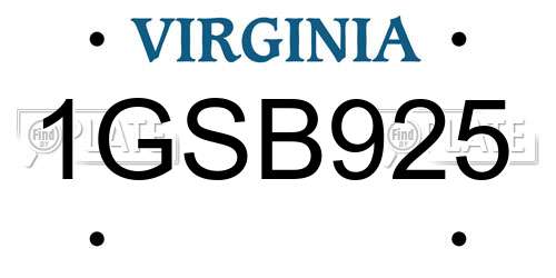 1GSB925 Virginia License Plate