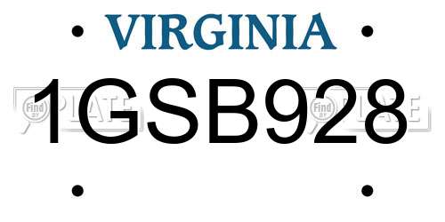 1GSB928 Virginia License Plate